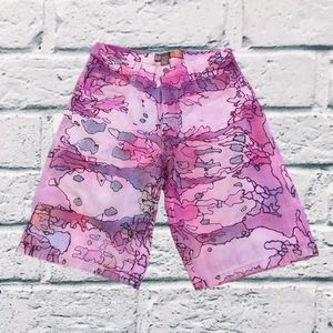 Upcycled tie dye hand painted board shorts